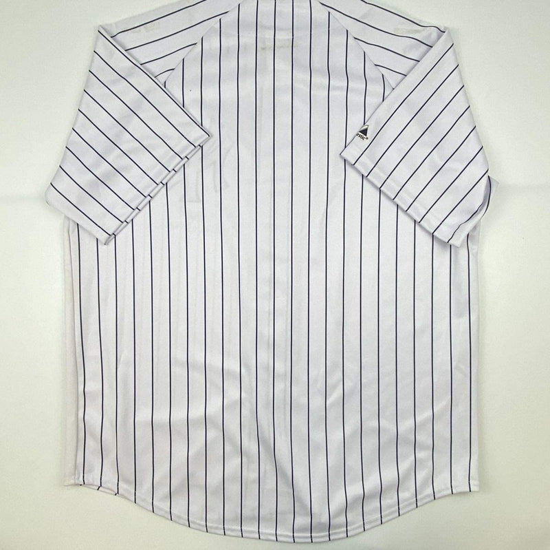 Autographed/Signed Whitey Ford New York Pinstripe Baseball Jersey PSA/DNA COA