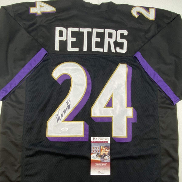 Autographed/Signed Marcus Peters Baltimore Black Football Jersey JSA COA
