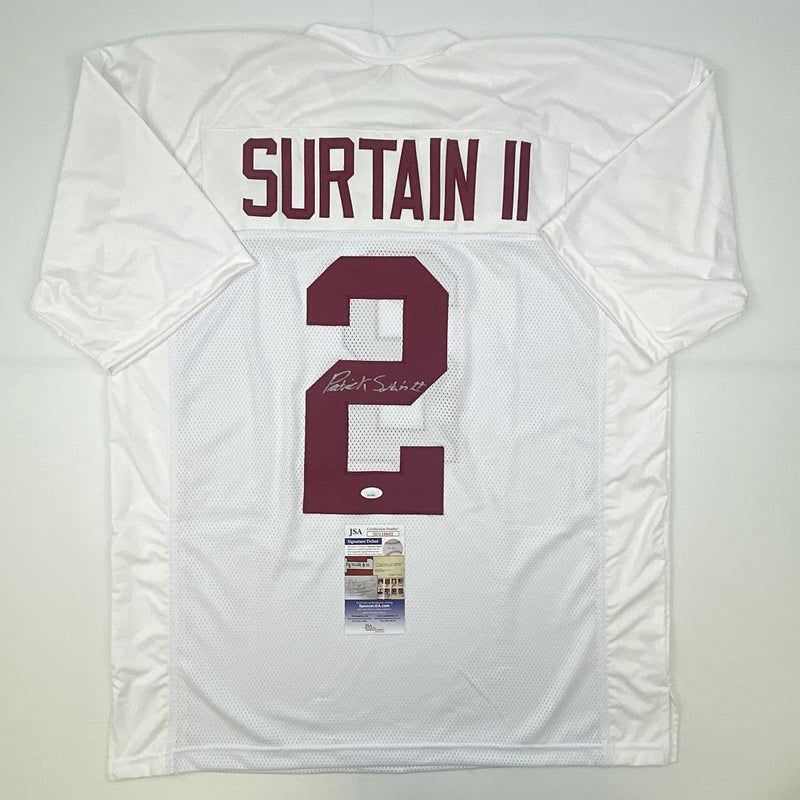 Autographed/Signed Patrick Surtain II Alabama White College Football Jersey JSA COA