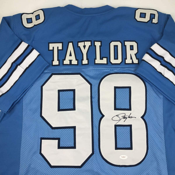 Autographed/Signed Lawrence Taylor North Carolina Blue College Football Jersey JSA COA Holo Only