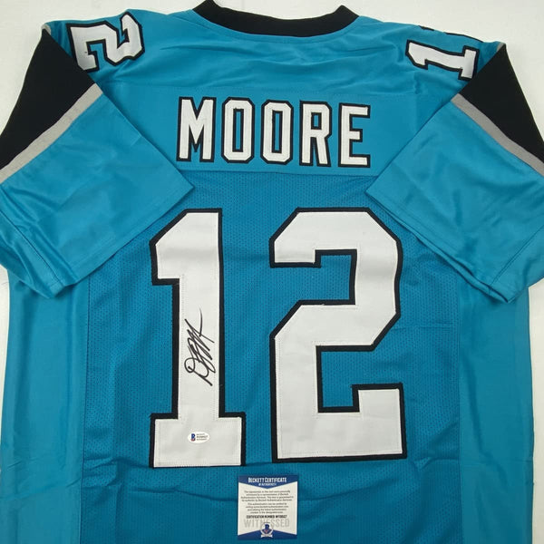Autographed/Signed DJ D.J. Moore Carolina Teal Football Jersey Beckett BAS COA