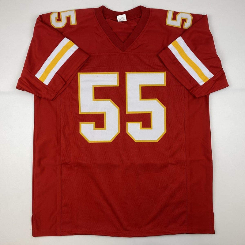 Autographed/Signed Frank Clark Kansas City Red Football Jersey PSA/DNA COA