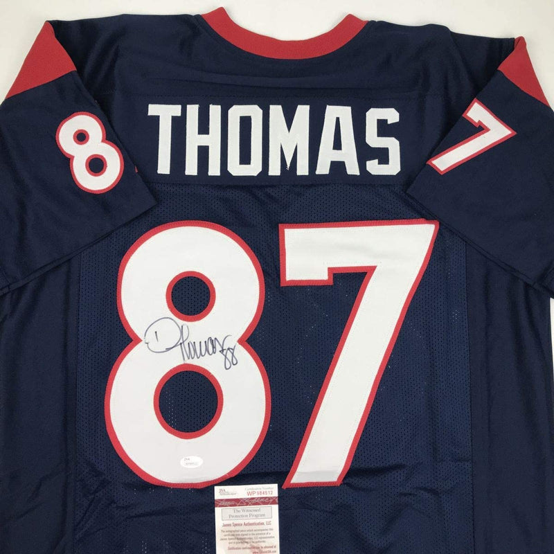 Autographed/Signed Demaryius Thomas Houston Blue Football Jersey JSA COA