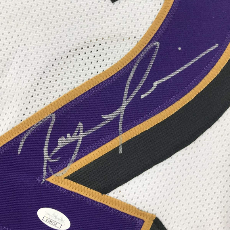 Autographed/Signed Ray Lewis Baltimore White Football Jersey JSA COA