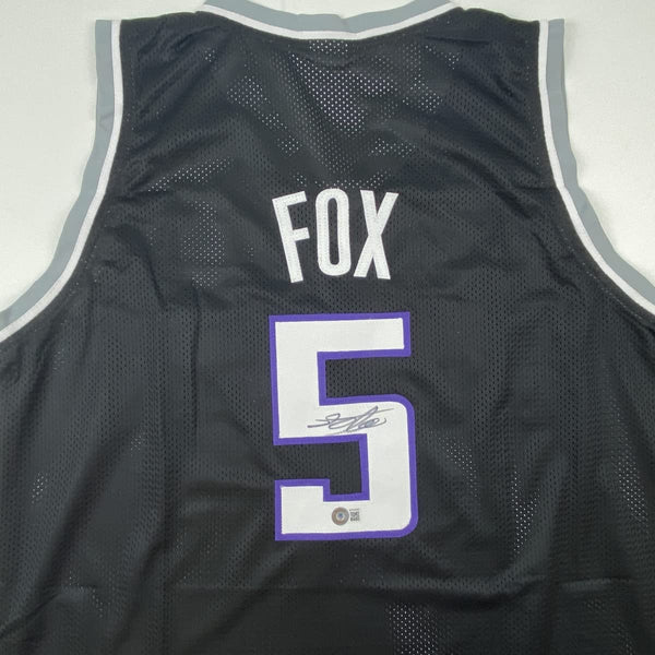 Autographed/Signed De'Aaron Fox Sacramento Black Basketball Jersey Beckett BAS COA