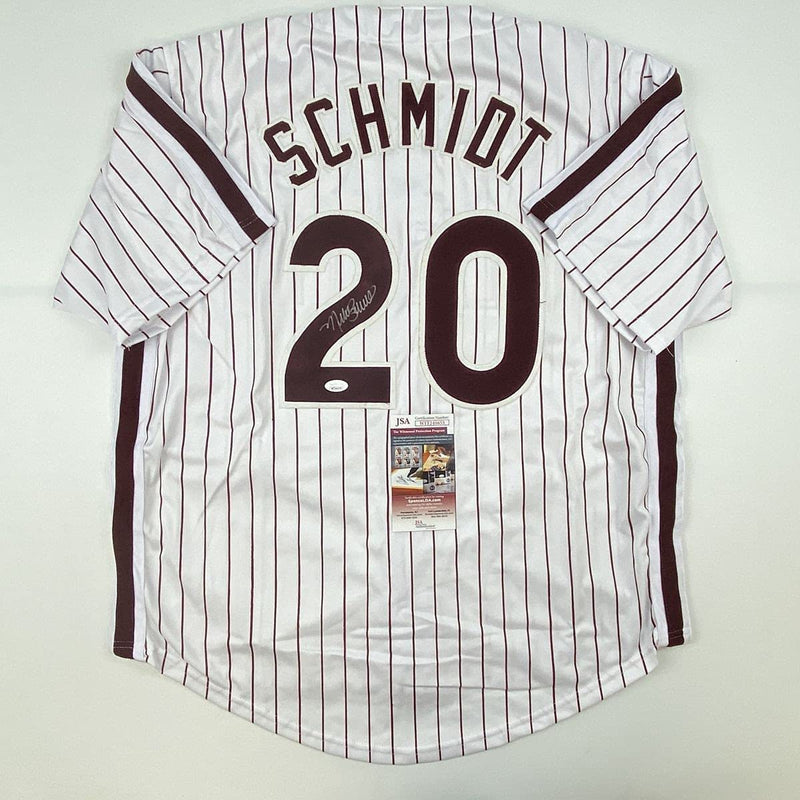 Autographed/Signed Mike Schmidt Philadelphia Pinstripe Baseball Jersey JSA COA