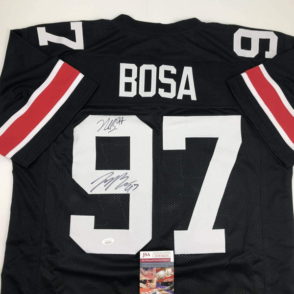 Autographed/Signed Nick & Joey Bosa Brothers Ohio State Black College Football Jersey JSA COA