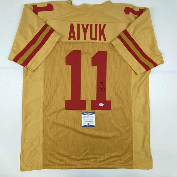 Autographed/Signed Brandon Aiyuk San Francisco Gold Football Jersey Beckett BAS COA