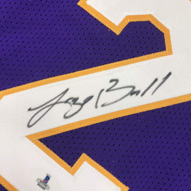 Autographed/Signed Lonzo Ball Los Angeles LA Purple Basketball Jersey Beckett BAS COA