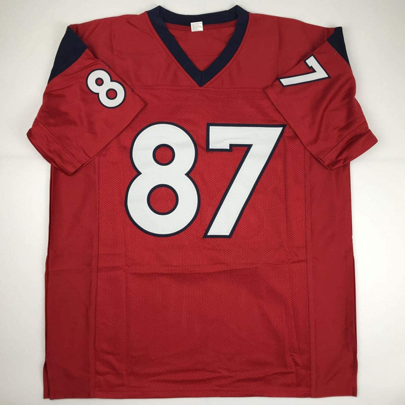 Autographed/Signed Demaryius Thomas Houston Red Football Jersey JSA COA