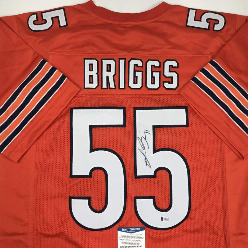 Autographed/Signed Lance Briggs Chicago Orange Football Jersey Beckett BAS COA