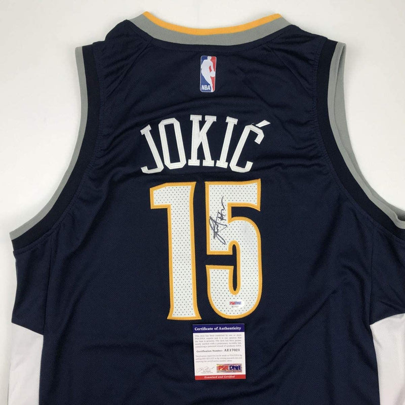 Autographed/Signed Nikola Jokic Denver Blue Basketball Jersey PSA/DNA COA