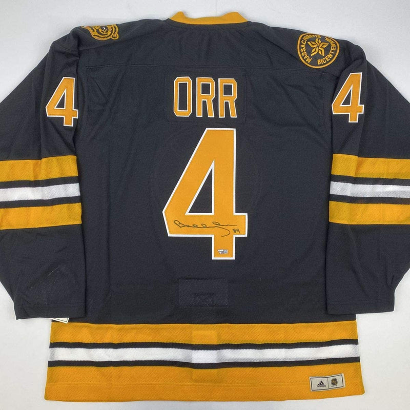 Autographed/Signed Bobby Orr Boston Yellow Hockey Jersey Fanatics COA Holo