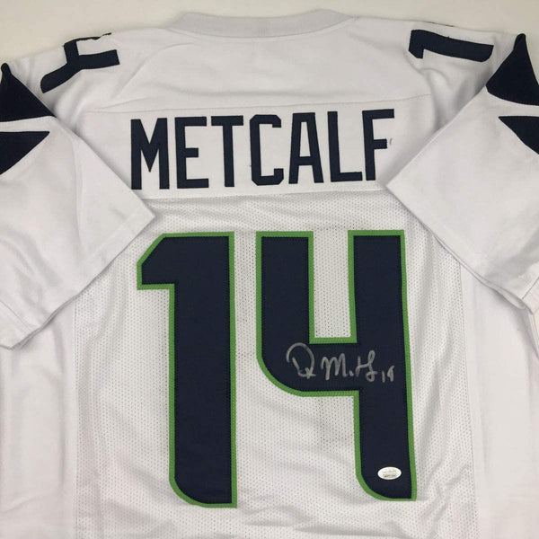 Autographed/Signed DK D.K. Metcalf Seattle White Football Jersey JSA COA