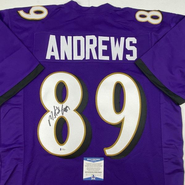 Autographed/Signed Mark Andrews Baltimore Purple Football Jersey Beckett BAS COA