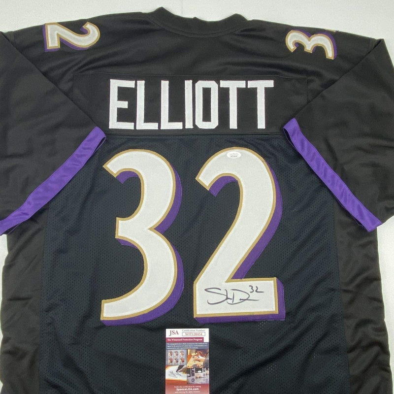 Autographed/Signed DeShon Elliott Baltimore Black Football Jersey JSA COA