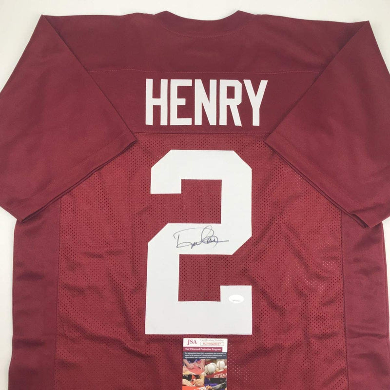 Autographed/Signed Derrick Henry Alabama Red College Football Jersey JSA COA