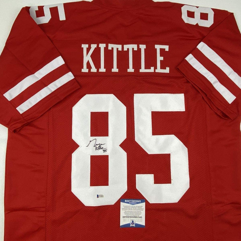 Autographed/Signed George Kittle San Francisco Red Football Jersey Beckett BAS COA