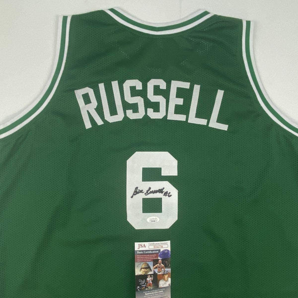 Autographed/Signed Bill Russell Boston Green Basketball Jersey JSA COA