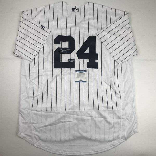 Autographed/Signed Gary Sanchez New York Pinstripe Baseball Jersey Beckett BAS COA