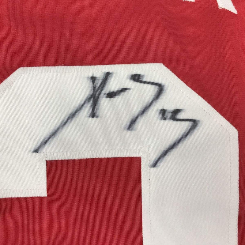 Autographed/Signed Pavel Datsyuk Detroit Red Hockey Jersey Beckett BAS COA Holo Only