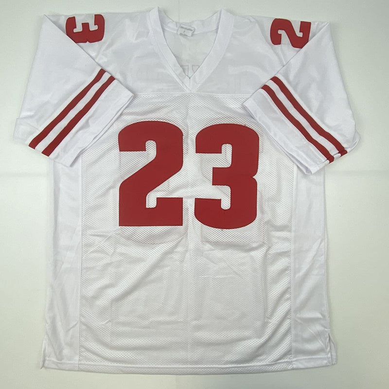 Autographed/Signed Jonathan Taylor Wisconsin White College Football Jersey JSA COA