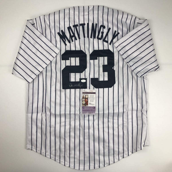 Autographed/Signed Don Mattingly New York Yankees Pinstripe Baseball Jersey JSA COA