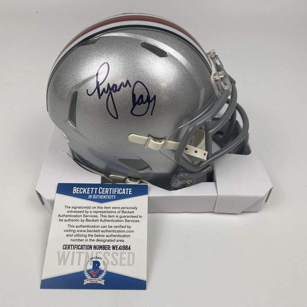 Autographed/Signed Ryan Day Ohio State Buckeyes College Football Mini Helmet Beckett BAS COA