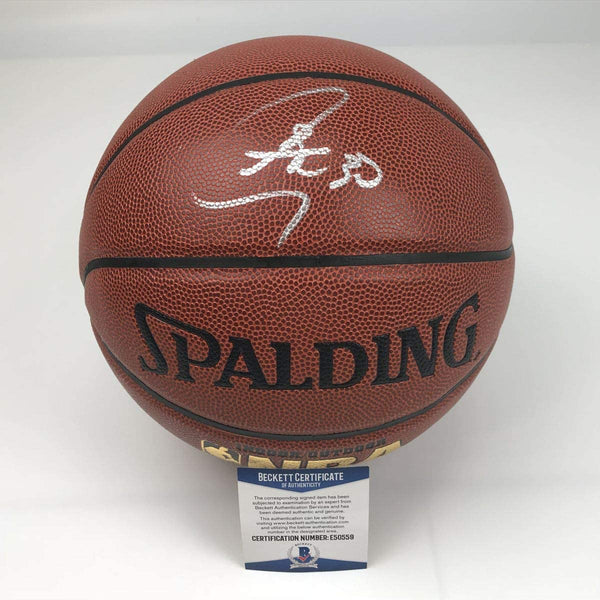 Autographed/Signed Stephen Steph Curry Golden State Warriors Full Size Spalding Basketball Beckett BAS COA