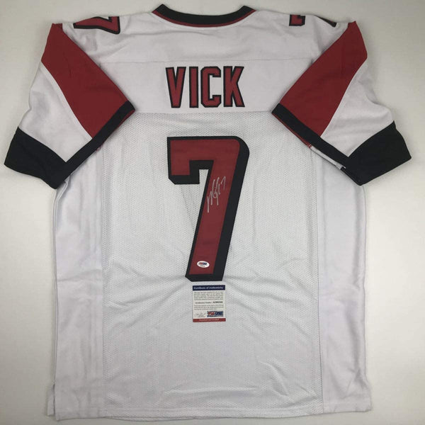 Autographed/Signed Michael Mike Vick Atlanta White Football Jersey PSA/DNA COA