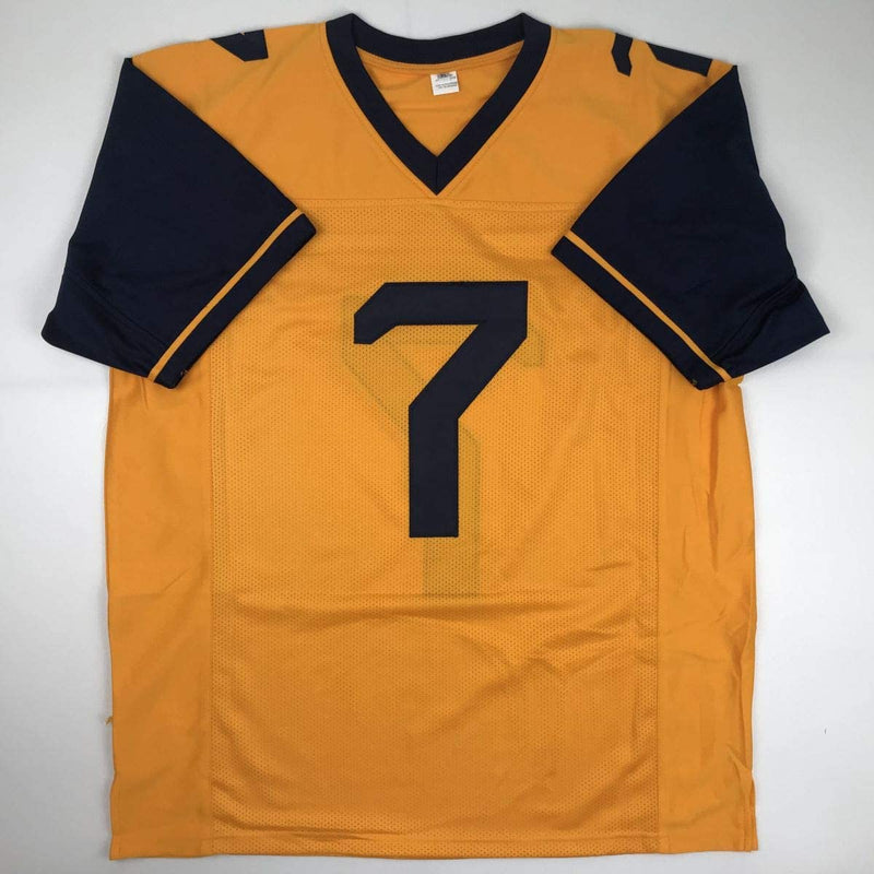 Autographed/Signed Will Grier West Virginia Yellow College Football Jersey JSA COA