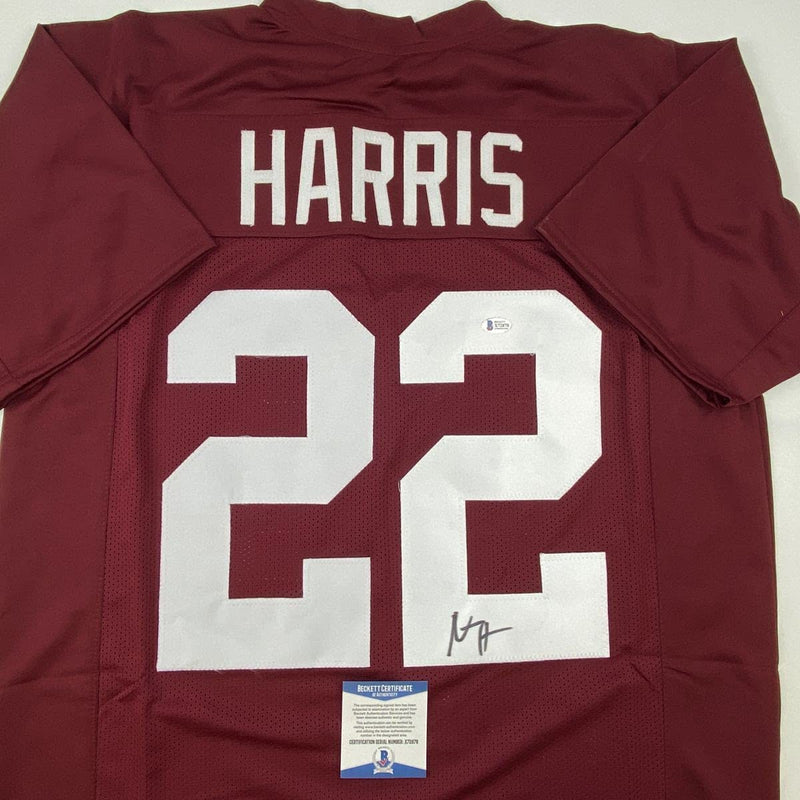 Autographed/Signed Najee Harris Alabama Red College Football Jersey Beckett BAS COA