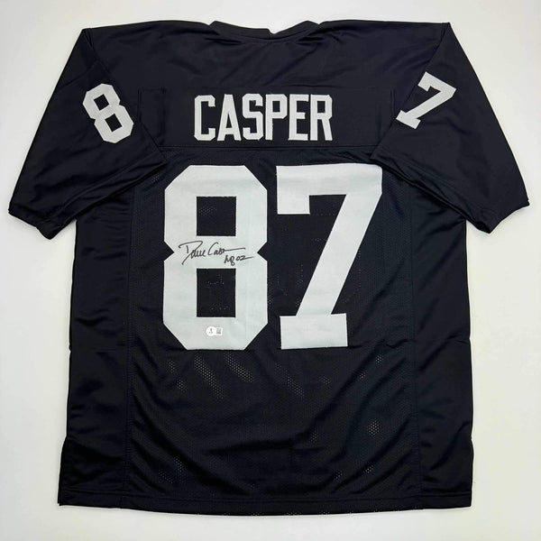 Autographed/Signed Dave Casper HOF 02 Oakland Las Vegas Black Football Jersey Beckett BAS COA