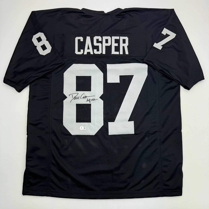 Autographed/Signed Dave Casper HOF 02 Oakland Las Vegas Black Football Jersey Beckett BAS COA