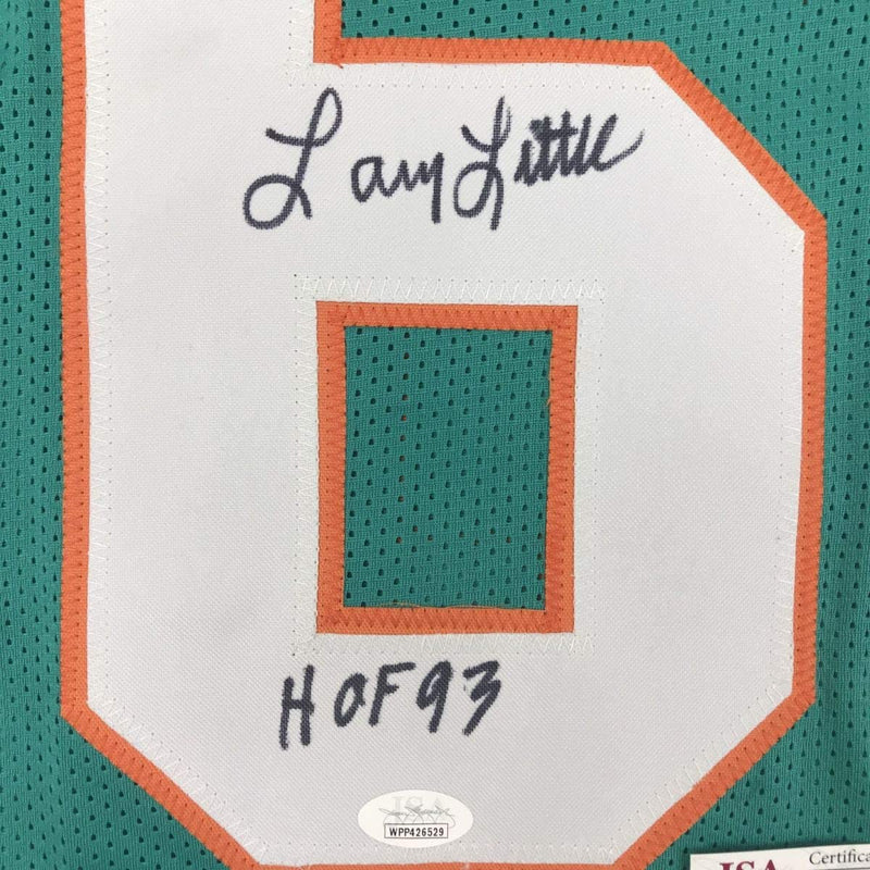 Autographed/Signed Larry Little HOF 93 Miami Teal Football Jersey JSA COA