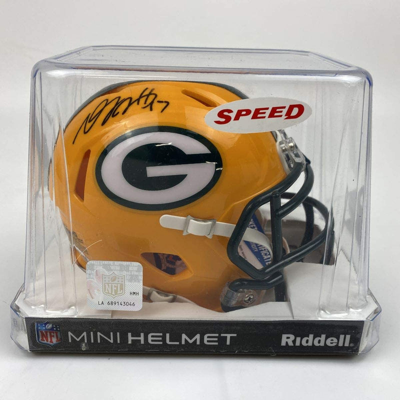 Autographed/Signed Davante Adams Green Bay Packers Football Mini Helmet Beckett BAS COA