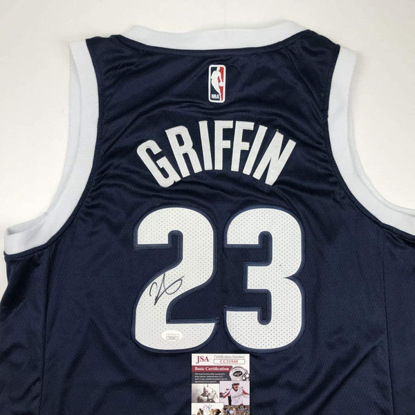 Autographed/Signed Blake Griffin Detroit Dark Blue Basketball Jersey JSA COA