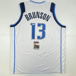 Autographed/Signed Jalen Brunson Dallas White Basketball Jersey JSA COA