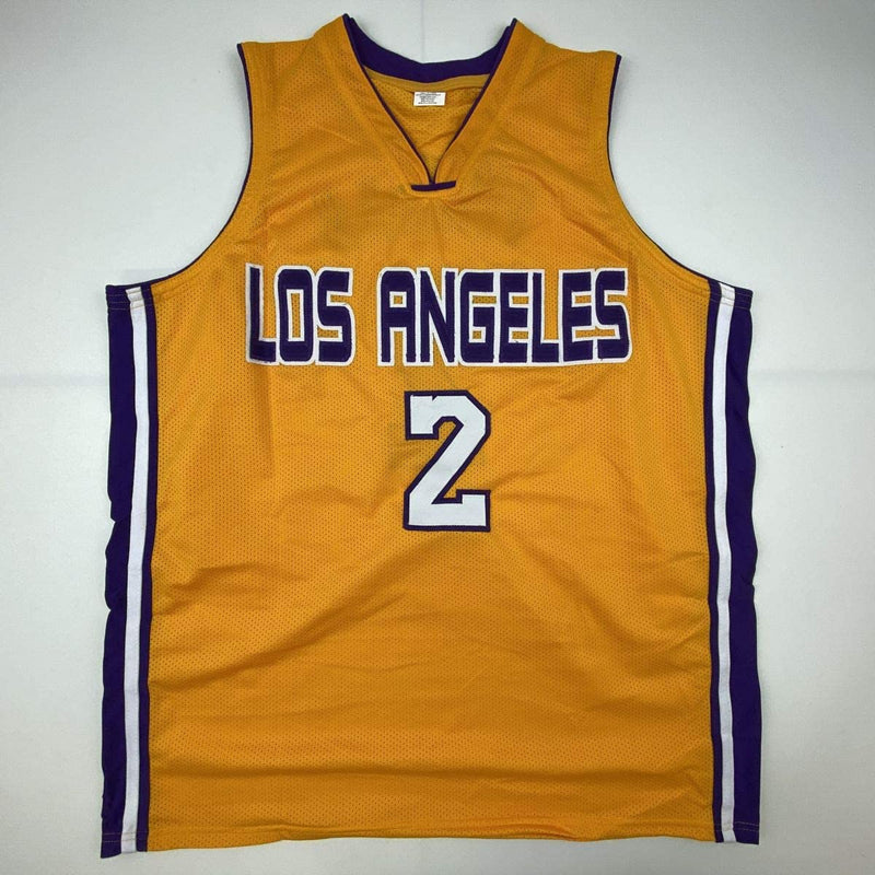 Autographed/Signed Derek Fisher Los Angeles LA Yellow Basketball Jersey Beckett BAS COA