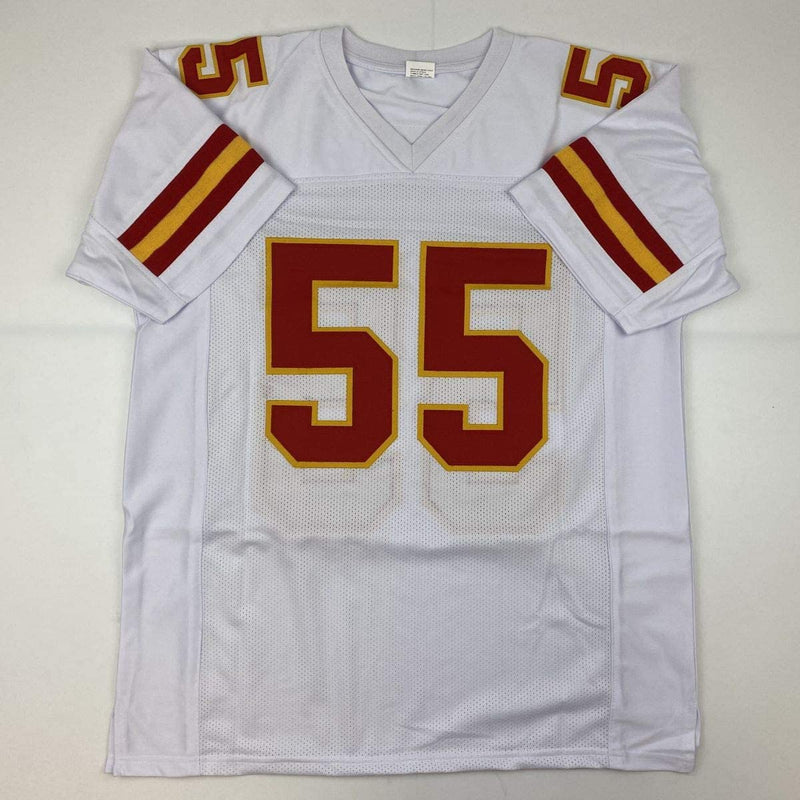 Autographed/Signed Frank Clark Kansas City White Football Jersey PSA/DNA COA