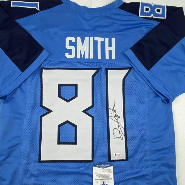 Autographed/Signed Jonnu Smith Tennessee Powder Blue Football Jersey Beckett BAS COA