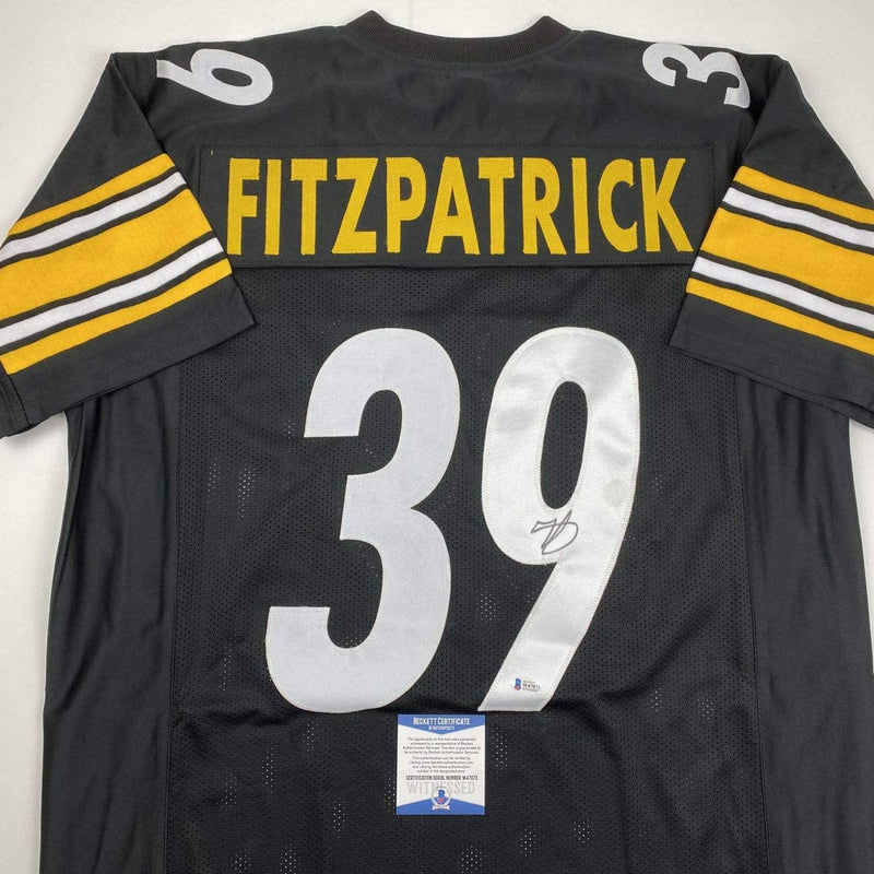 Autographed/Signed Minkah Fitzpatrick Pittsburgh Black Football Jersey Beckett BAS COA