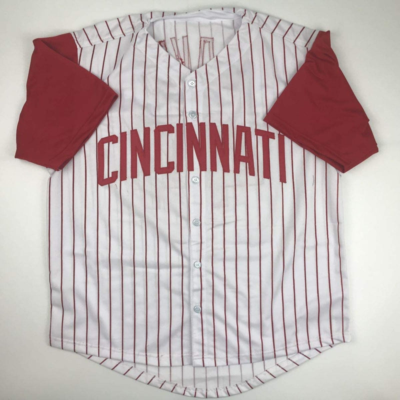 Autographed/Signed Eric Davis Cincinnati Pinstripe Baseball Jersey JSA COA