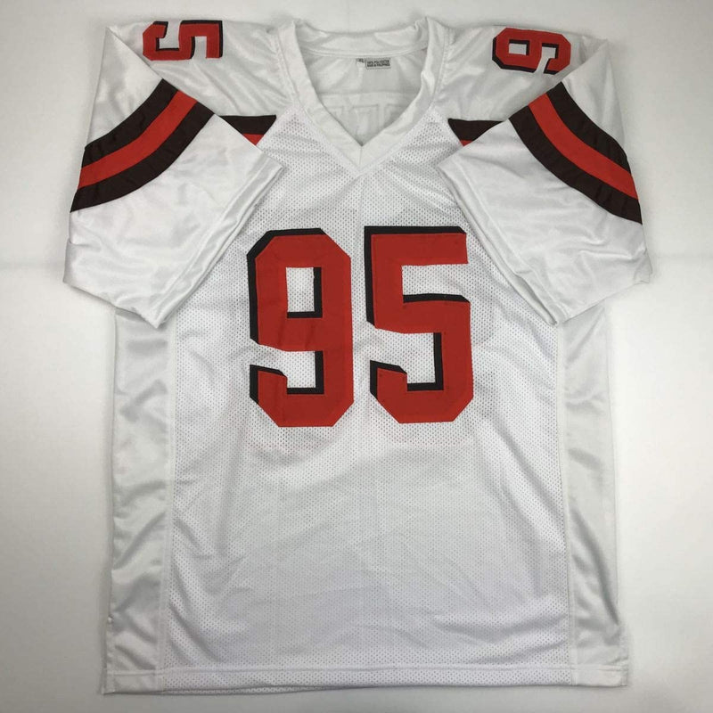 Autographed/Signed Myles Garrett Cleveland White Football Jersey JSA COA