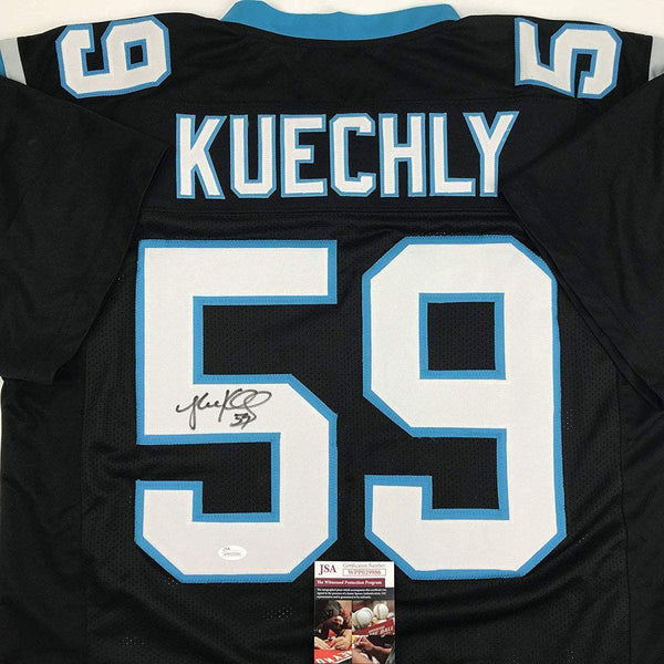 Autographed/Signed Luke Kuechly Carolina Black Football Jersey JSA COA