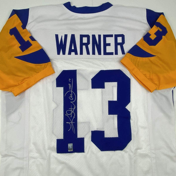 Autographed/Signed Kurt Warner St. Louis White Football Jersey GTSM COA Holo Only