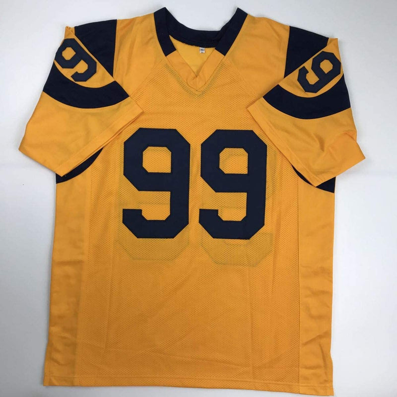 Autographed/Signed Aaron Donald Los Angeles LA Yellow Color Rush Football Jersey JSA COA