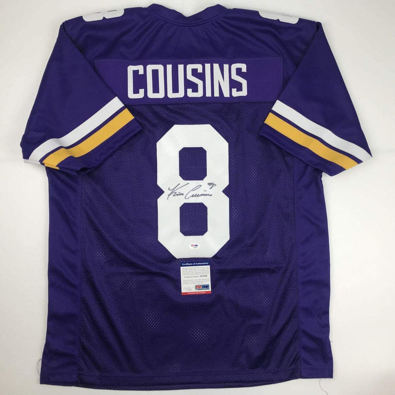 Autographed/Signed Kirk Cousins Minnesota Purple Football Jersey PSA/DNA COA