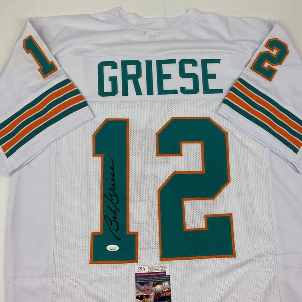 Autographed/Signed Bob Griese Miami White Football Jersey JSA COA