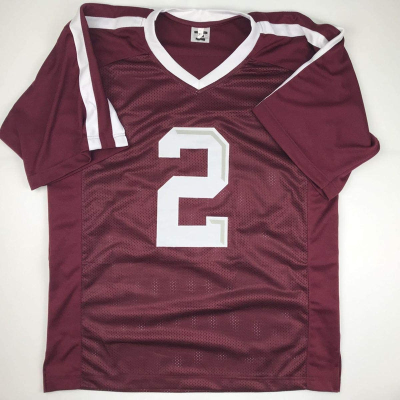 Autographed/Signed Johnny Manziel Texas A&M Maroon College Football Jersey JSA COA